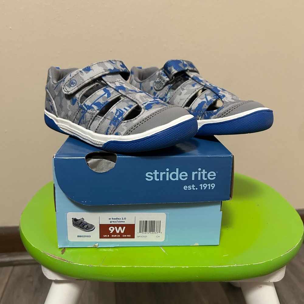 Stride Rite Kids' Camouflage Gray and Blue Sneakers